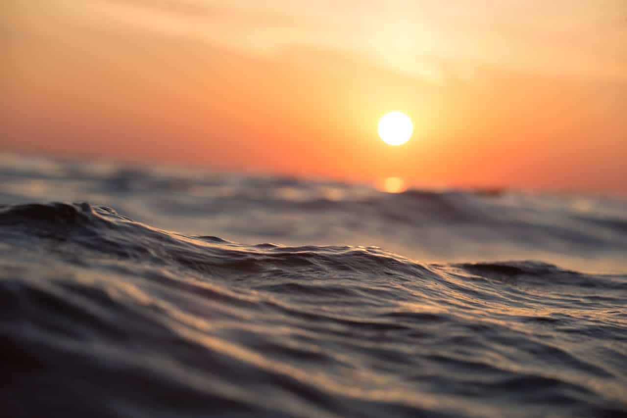 Close-up of ocean waves at sunset symbolizing the nervous system trying to relax during hypervigilance.